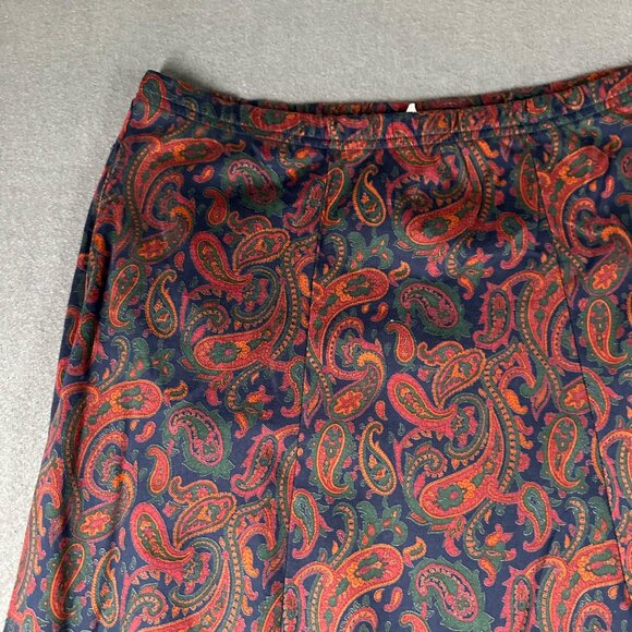 Vtg Lands' End Womens L 12-14 Cotton Paisley Print Pull‎ On Flare Skirt Made USA - Picture 3 of 9